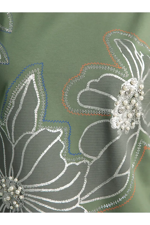 Блуза Цветочная рапсодия LADY TAIGA, зеленая - фото 2