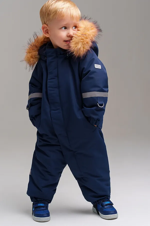 Комбинезон детский текстильный с полиуретановым покрытием для мальчиков PLAYTODAY, тёмно-синий - фото 2