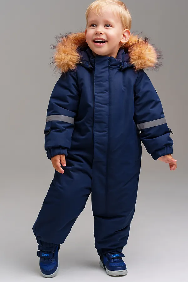 Комбинезон детский текстильный с полиуретановым покрытием для мальчиков PLAYTODAY, тёмно-синий - фото 2