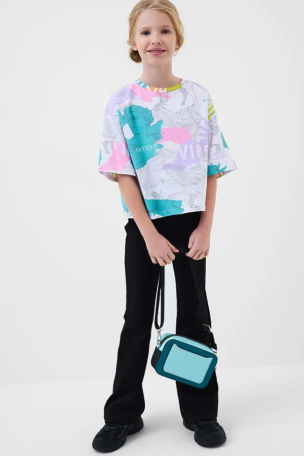 Сумка с картхолдером для девочек PLAYTODAY, синий,черный,голубой - фото 2