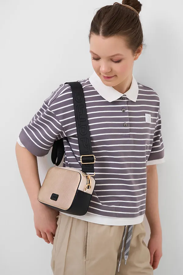 Сумка с картхолдером для девочек PLAYTODAY, бежевый,черный - фото 2