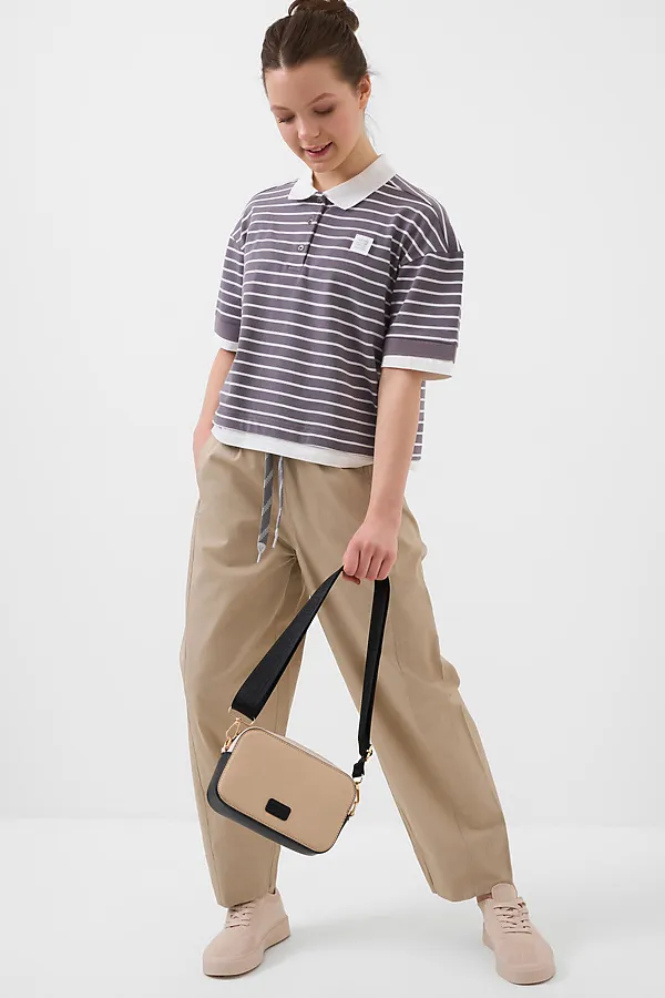 Сумка с картхолдером для девочек PLAYTODAY, бежевый,черный - фото 2