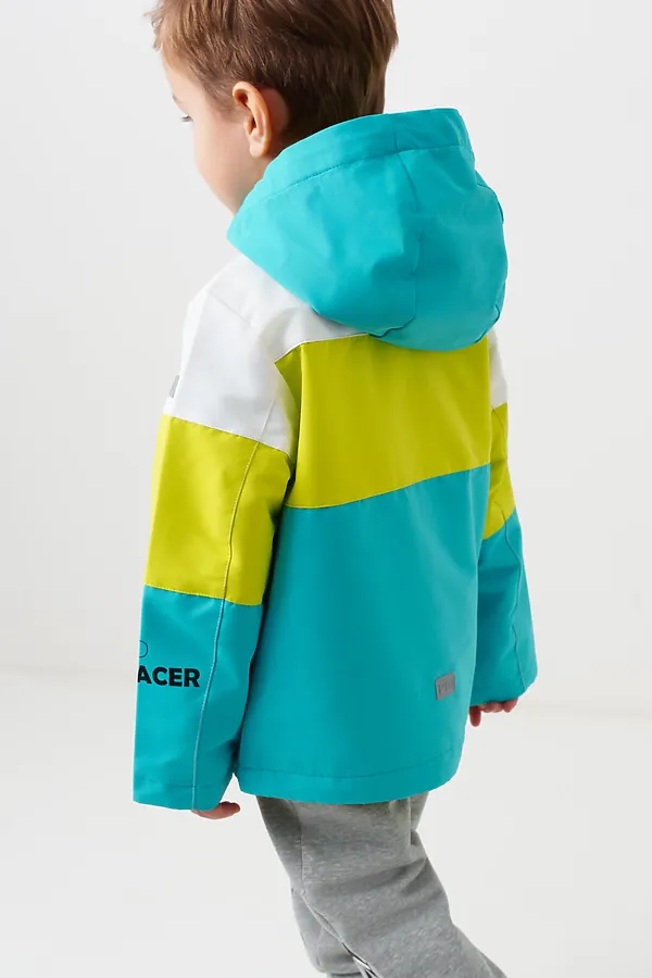 Куртка текстильная с полиуретановым покрытием для мальчиков (ветровка) PLAYTODAY, белый,светло-зеленый,бирюзовый - фото 2