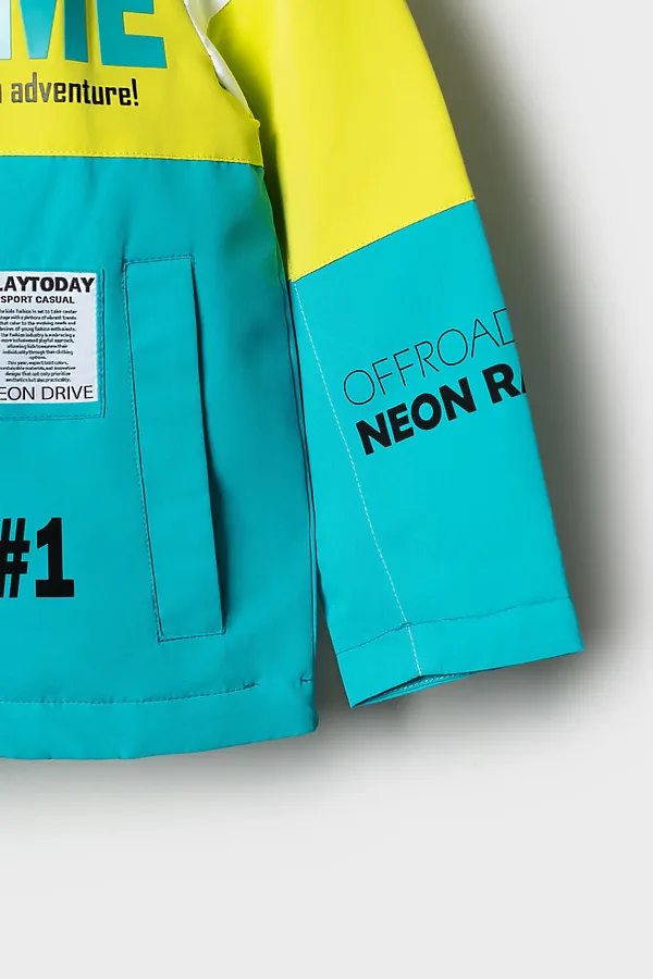 Куртка текстильная с полиуретановым покрытием для мальчиков (ветровка) PLAYTODAY, белый,светло-зеленый,бирюзовый - фото 2