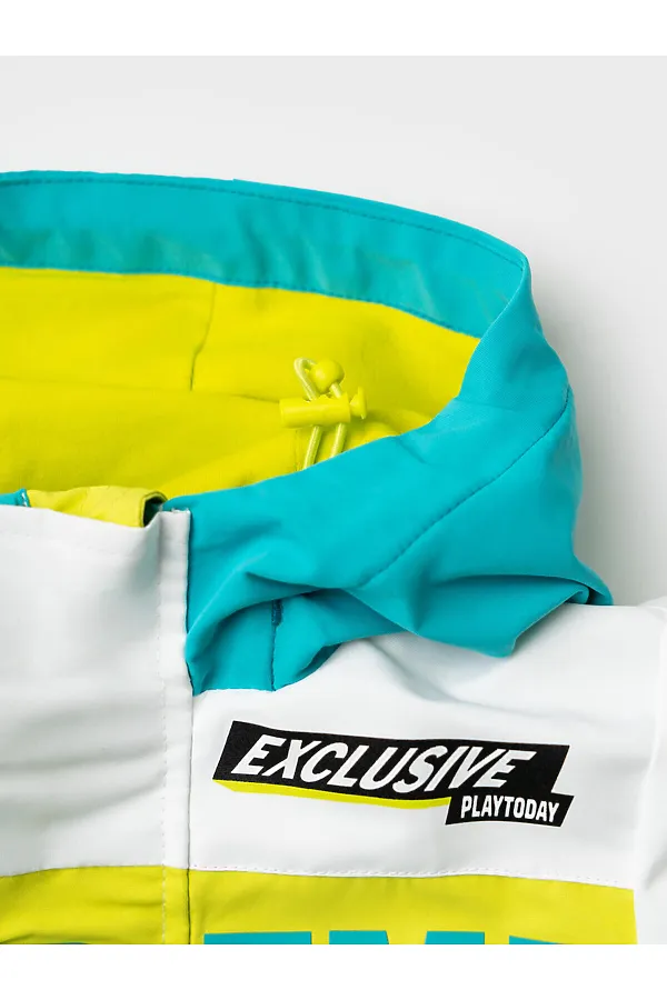 Куртка текстильная с полиуретановым покрытием для мальчиков (ветровка) PLAYTODAY, белый,светло-зеленый,бирюзовый - фото 2