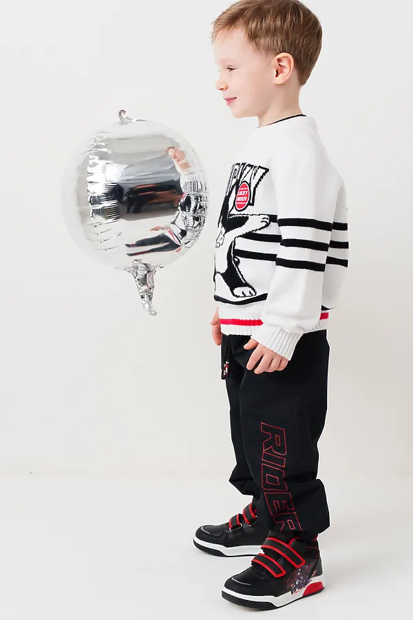 Брюки текстильные с полиуретановым покрытием для мальчиков PLAYTODAY, черный - фото 2