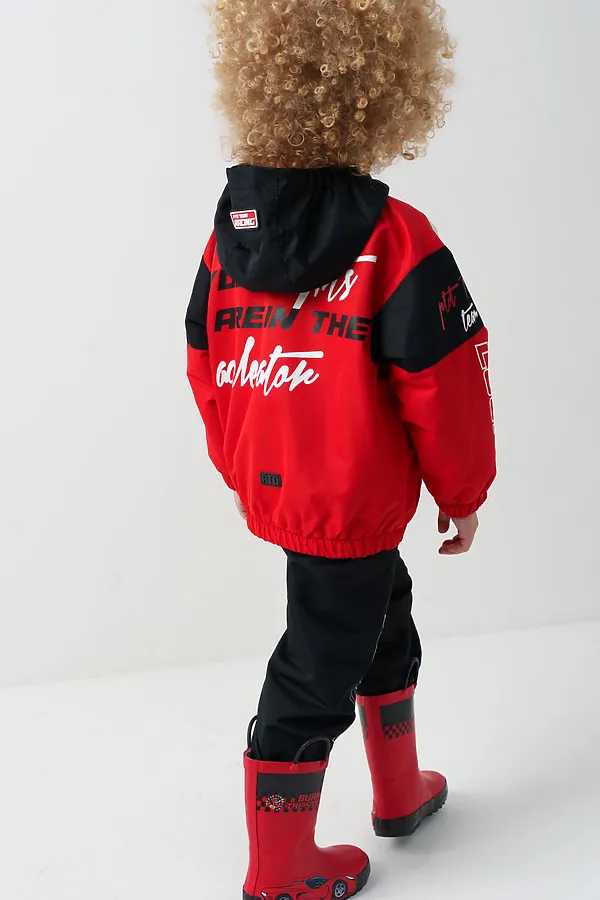 Куртка текстильная с полиуретановым покрытием для мальчиков (ветровка) PLAYTODAY, белый,черный,красный - фото 2