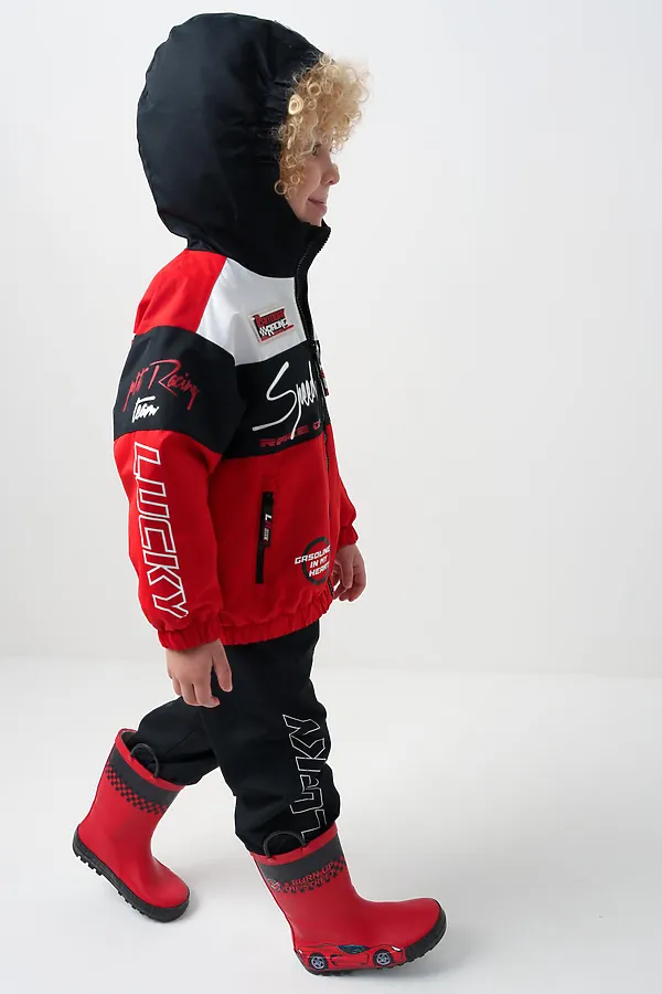 Куртка текстильная с полиуретановым покрытием для мальчиков (ветровка) PLAYTODAY, белый,черный,красный - фото 2