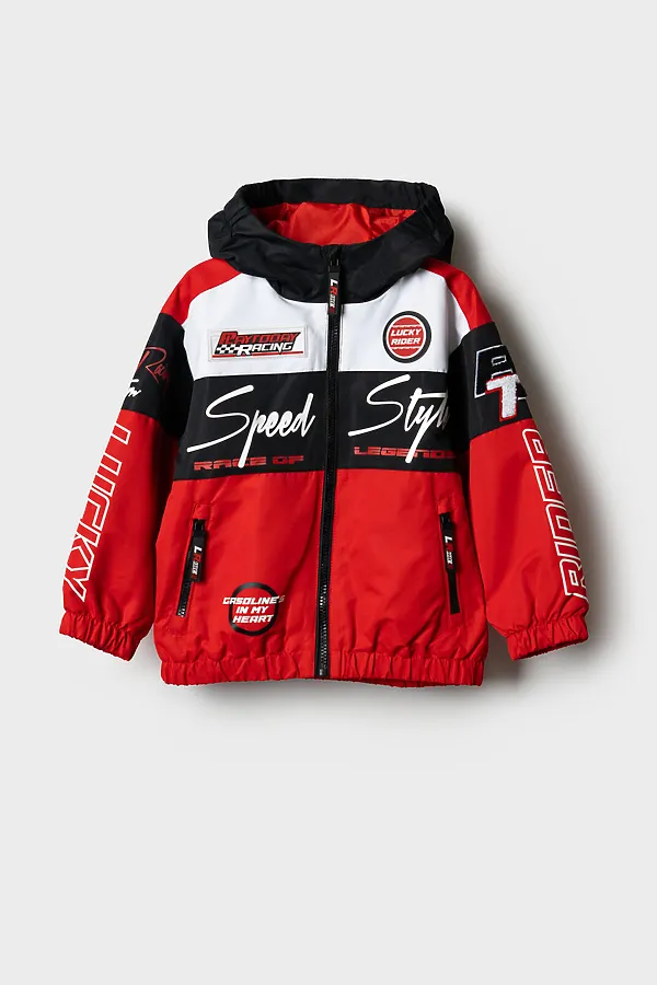 Куртка текстильная с полиуретановым покрытием для мальчиков (ветровка) PLAYTODAY, белый,черный,красный - фото 2