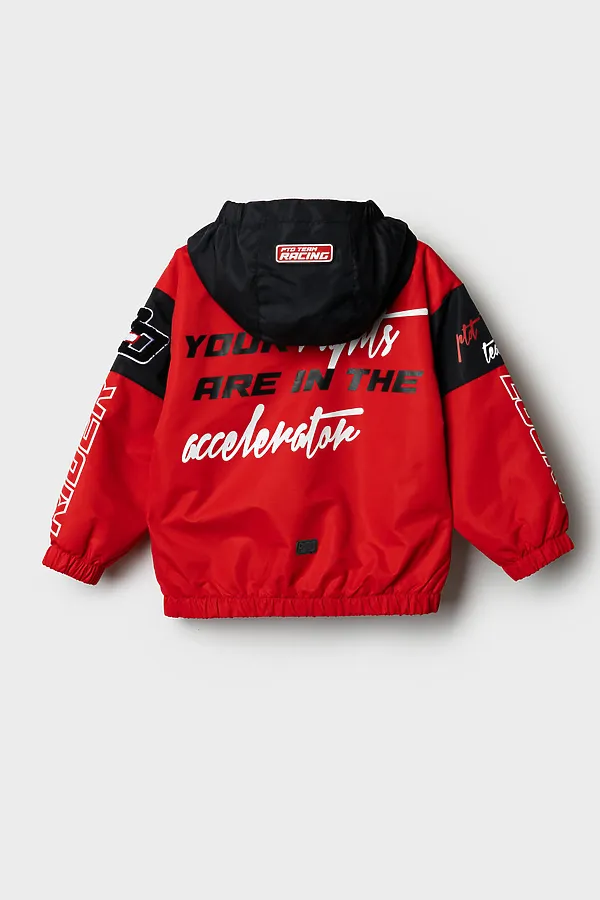 Куртка текстильная с полиуретановым покрытием для мальчиков (ветровка) PLAYTODAY, белый,черный,красный - фото 2