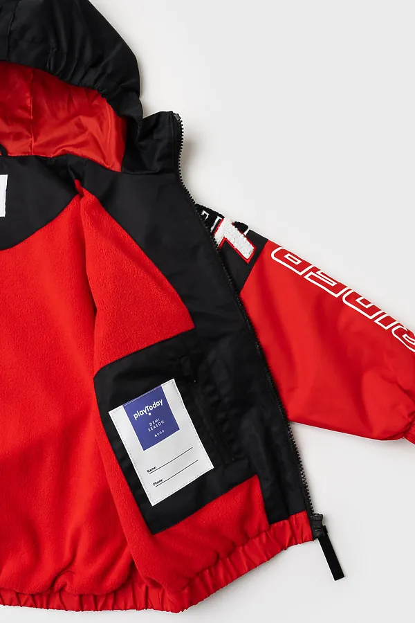 Куртка текстильная с полиуретановым покрытием для мальчиков (ветровка) PLAYTODAY, белый,черный,красный - фото 2