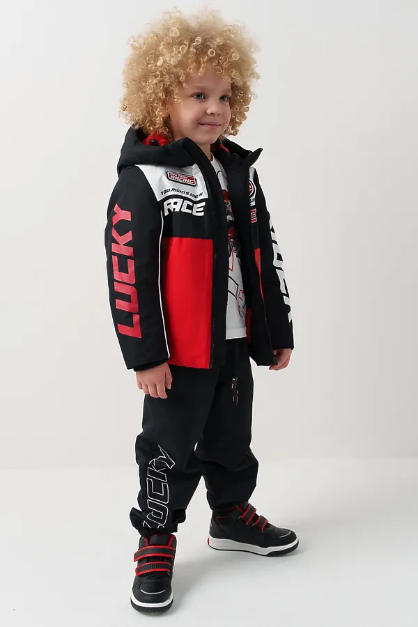 Куртка текстильная с полиуретановым покрытием для мальчиков PLAYTODAY, белый,черный,красный - фото 2