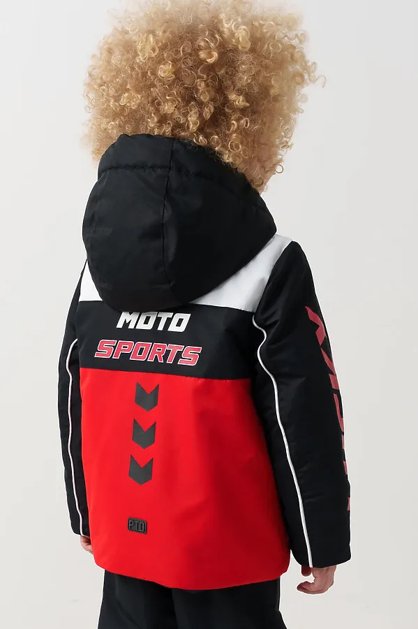 Куртка текстильная с полиуретановым покрытием для мальчиков PLAYTODAY, белый,черный,красный - фото 2