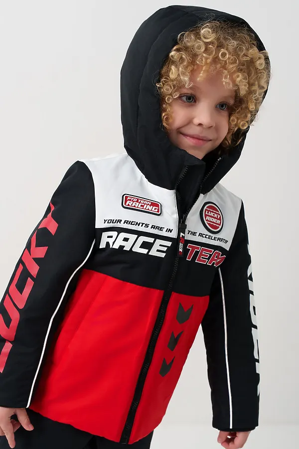 Куртка текстильная с полиуретановым покрытием для мальчиков PLAYTODAY, белый,черный,красный - фото 2