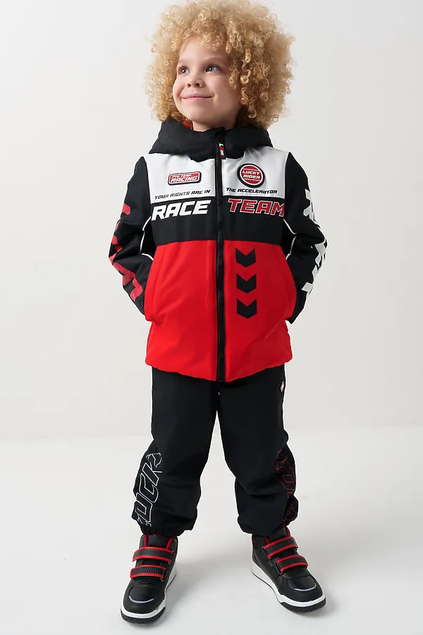 Куртка текстильная с полиуретановым покрытием для мальчиков PLAYTODAY, белый,черный,красный - фото 2