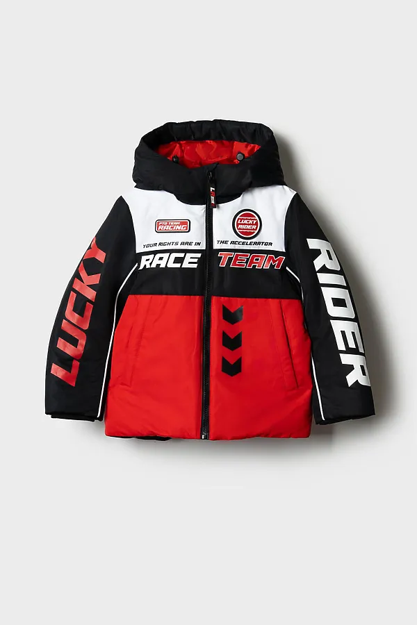 Куртка текстильная с полиуретановым покрытием для мальчиков PLAYTODAY, белый,черный,красный - фото 2