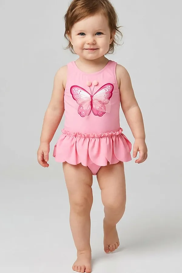 Купальник детский трикотажный для девочек PLAYTODAY, светло-розовый - фото 2