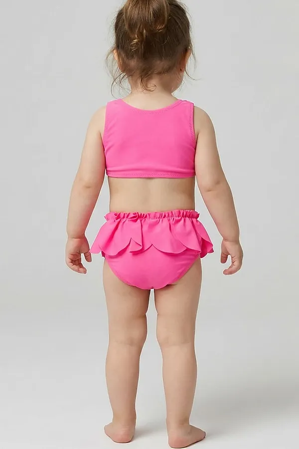 Купальный костюм детский трикотажный для девочек PLAYTODAY, розовый - фото 2