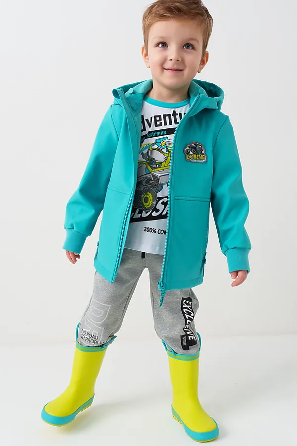 Куртка текстильная с полиуретановым покрытием для мальчиков PLAYTODAY, бирюзовый - фото 2