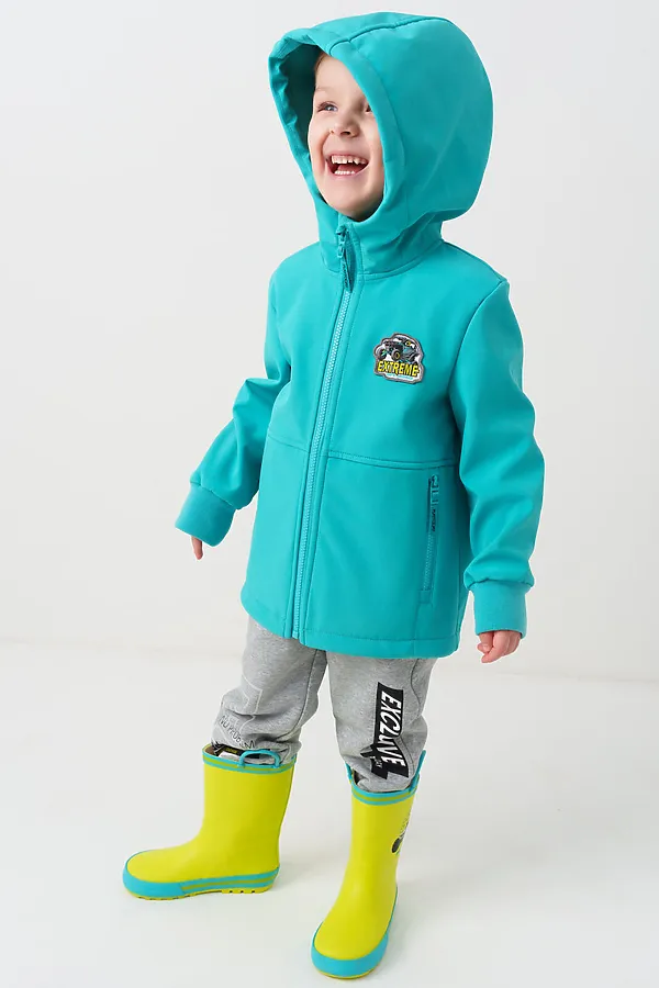 Куртка текстильная с полиуретановым покрытием для мальчиков PLAYTODAY, бирюзовый - фото 2
