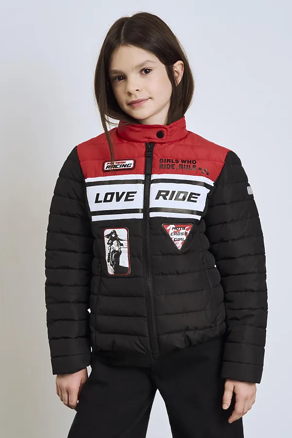 Куртка текстильная с полиуретановым покрытием для девочек PLAYTODAY, белый,черный,красный - фото 2