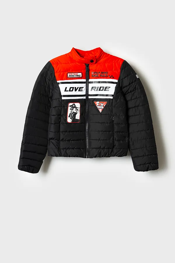 Куртка текстильная с полиуретановым покрытием для девочек PLAYTODAY, белый,черный,красный - фото 2