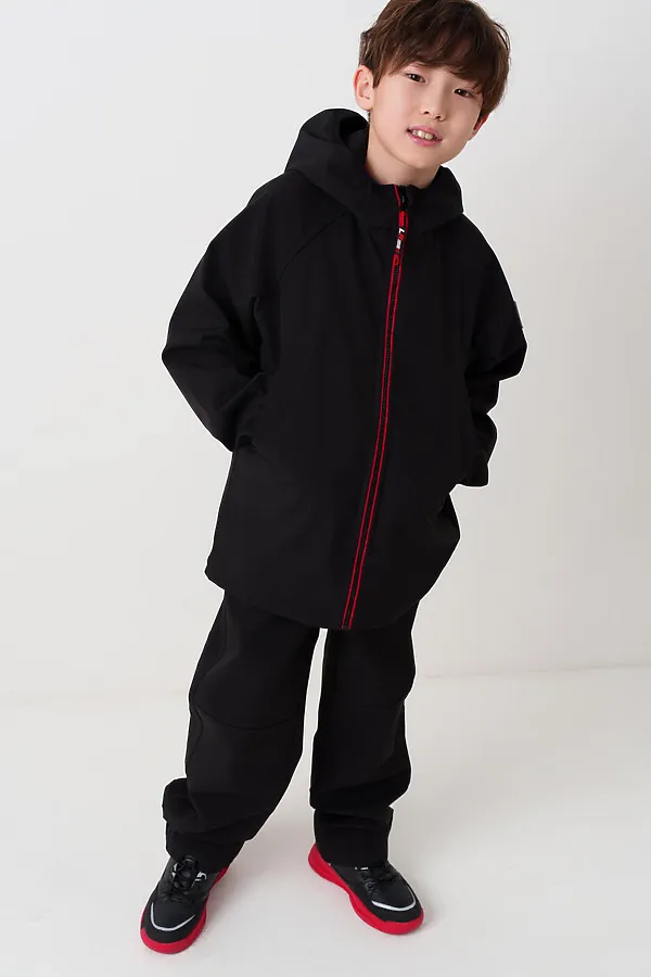 Куртка текстильная с полиуретановым покрытием для мальчиков (ветровка) PLAYTODAY, черный - фото 2