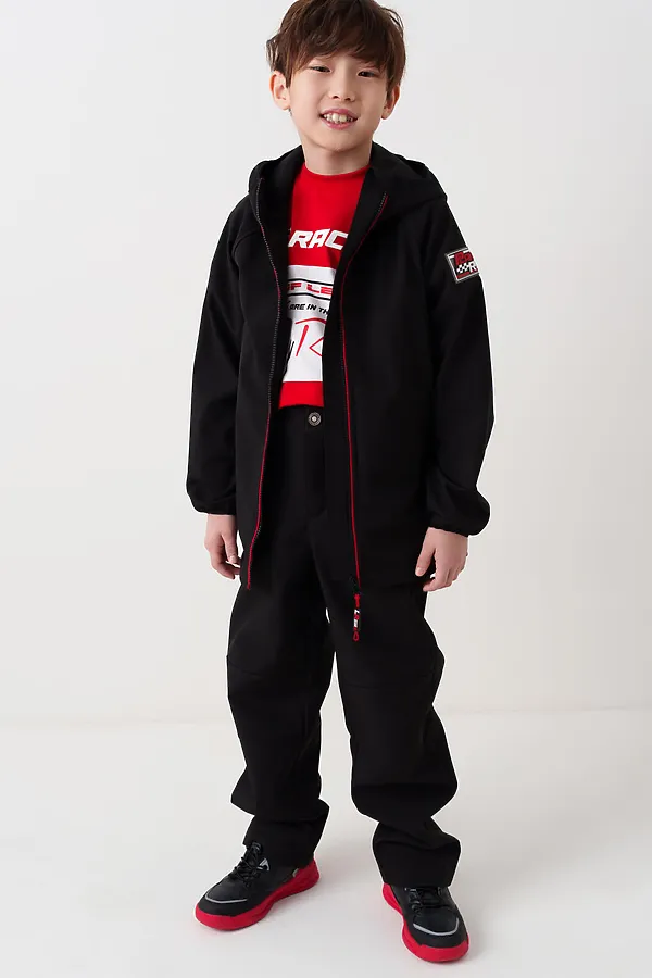 Куртка текстильная с полиуретановым покрытием для мальчиков (ветровка) PLAYTODAY, черный - фото 2