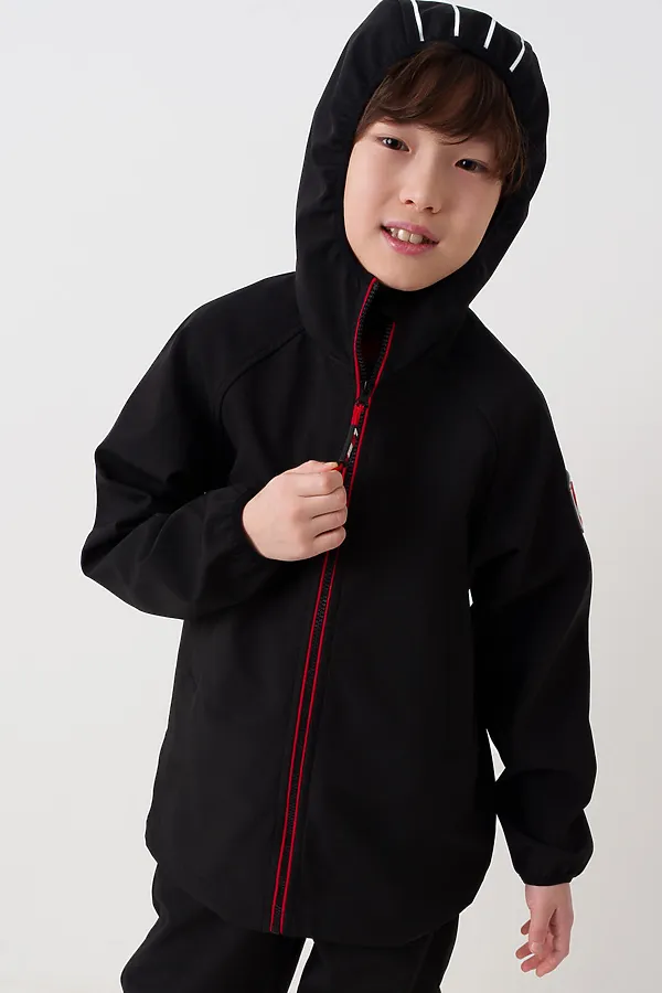 Куртка текстильная с полиуретановым покрытием для мальчиков (ветровка) PLAYTODAY, черный - фото 2