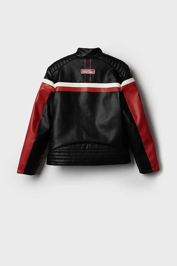 Куртка кожаная для мальчиков PLAYTODAY, черный,белый,красный - фото 2