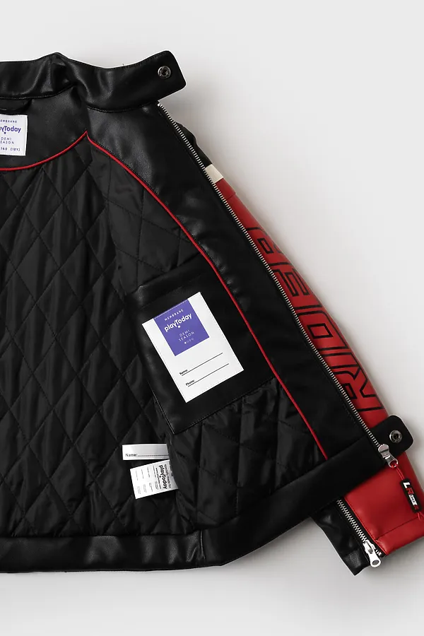 Куртка кожаная для мальчиков PLAYTODAY, черный,белый,красный - фото 2