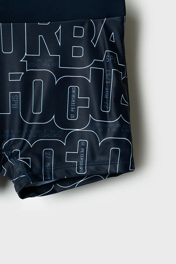 Плавки-шорты трикотажные для мальчиков, средней длины PLAYTODAY, белый,тёмно-синий - фото 2