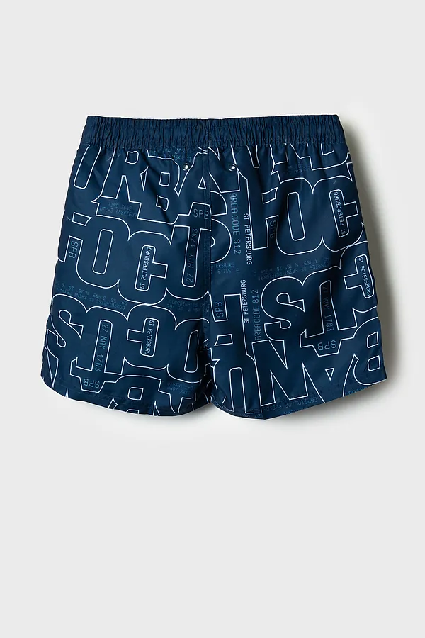 Шорты текстильные плавательные для мальчиков, средней длины PLAYTODAY, тёмно-синий,белый - фото 2