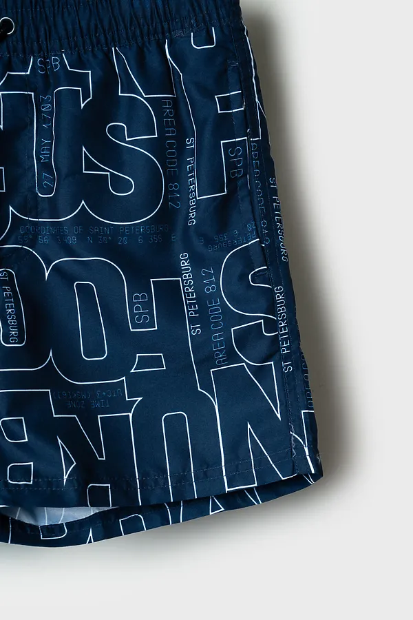 Шорты текстильные плавательные для мальчиков, средней длины PLAYTODAY, тёмно-синий,белый - фото 2