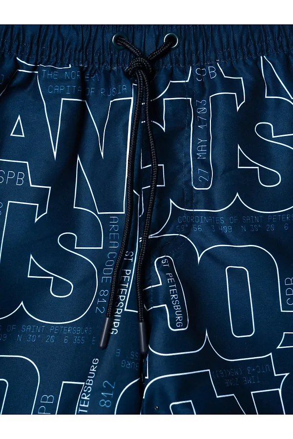 Шорты текстильные плавательные для мальчиков, средней длины PLAYTODAY, тёмно-синий,белый - фото 2