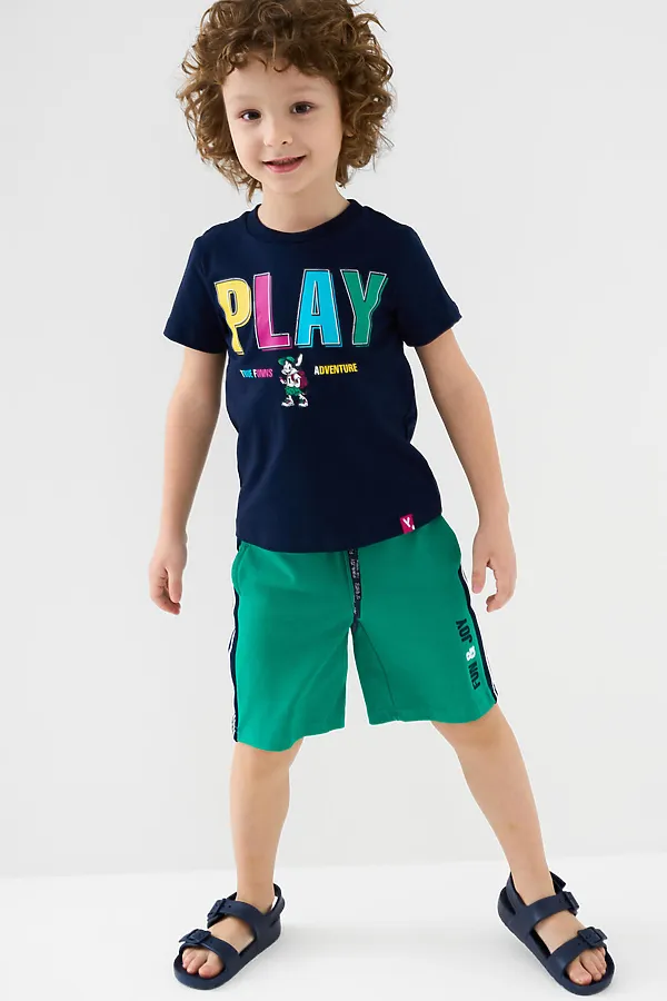 Фуфайка трикотажная для мальчиков (футболка) PLAYTODAY, тёмно-синий - фото 2