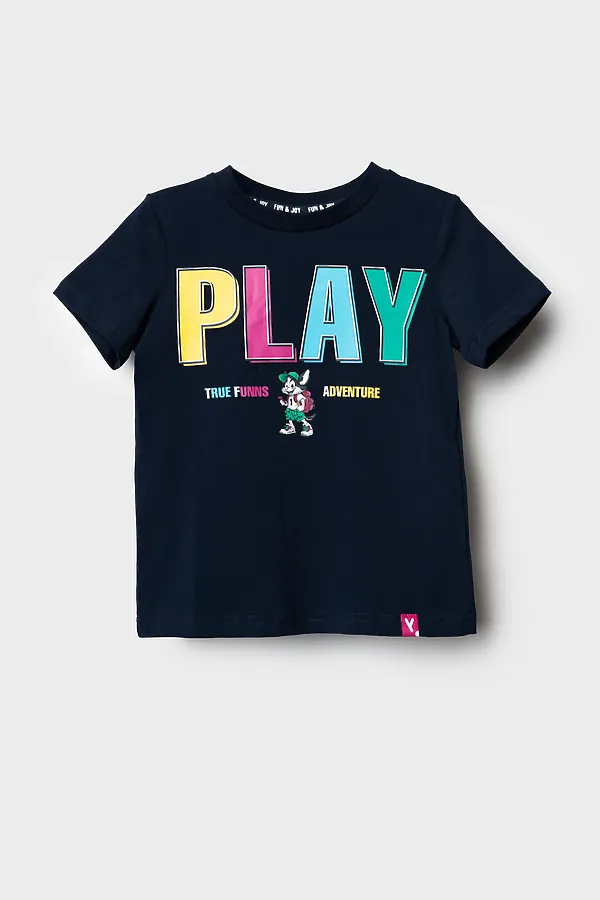 Фуфайка трикотажная для мальчиков (футболка) PLAYTODAY, тёмно-синий - фото 2