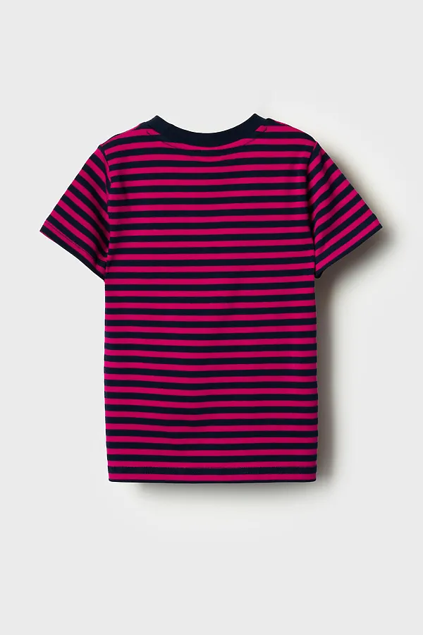 Фуфайка трикотажная для мальчиков (футболка) PLAYTODAY, тёмно-синий,малиновый - фото 2