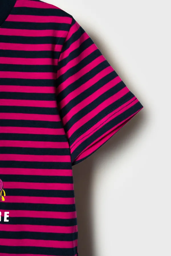 Фуфайка трикотажная для мальчиков (футболка) PLAYTODAY, тёмно-синий,малиновый - фото 2