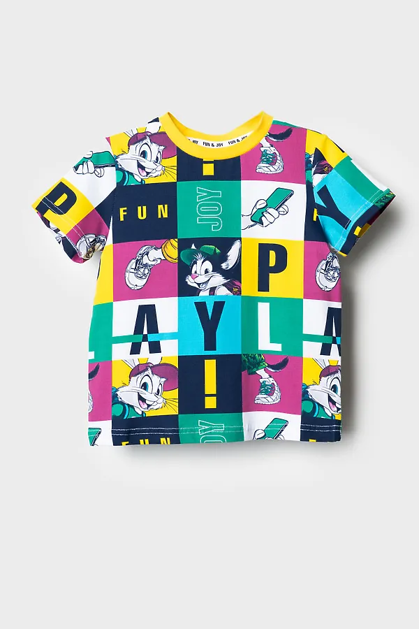 Фуфайка трикотажная для мальчиков (футболка) PLAYTODAY, разноцветный - фото 2