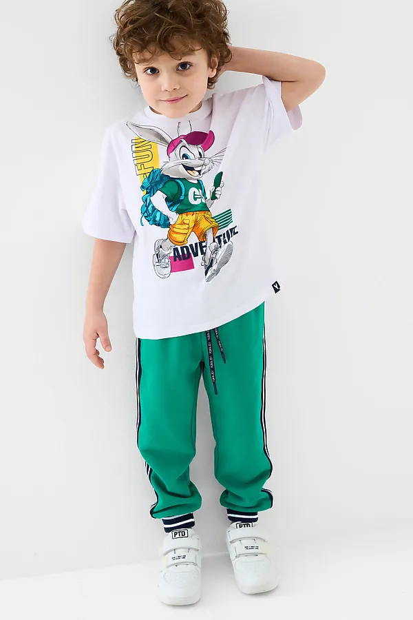 Брюки трикотажные для мальчиков PLAYTODAY, зеленый - фото 2