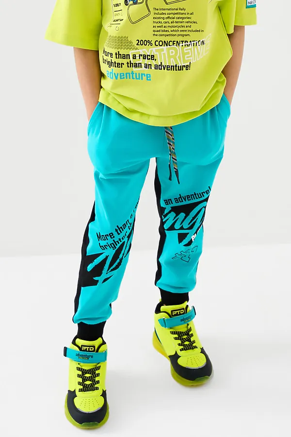 Брюки трикотажные для мальчиков, 2 пары в комплекте PLAYTODAY, черный,бирюзовый,серый - фото 2