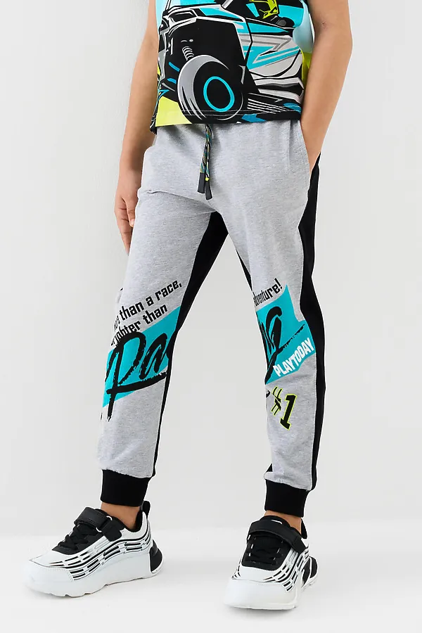 Брюки трикотажные для мальчиков, 2 пары в комплекте PLAYTODAY, черный,бирюзовый,серый - фото 2