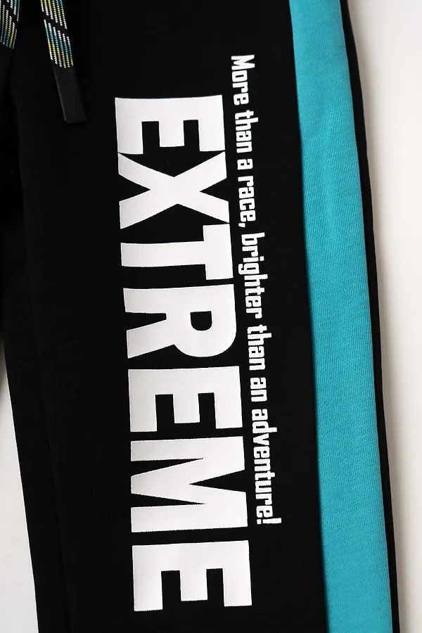 Брюки трикотажные для мальчиков PLAYTODAY, черный,бирюзовый - фото 2