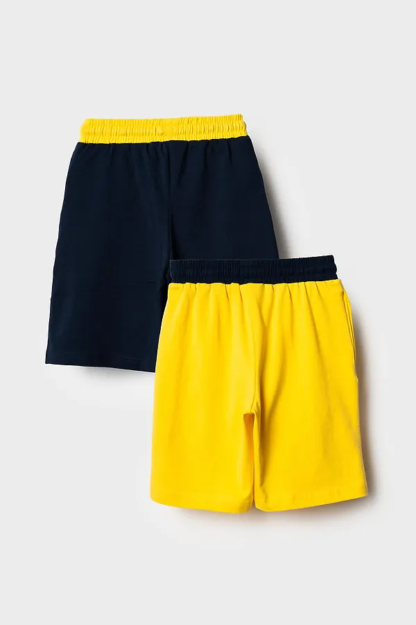 Шорты трикотажные для мальчиков, 2 шт в комплекте PLAYTODAY, тёмно-синий,жёлтый - фото 2