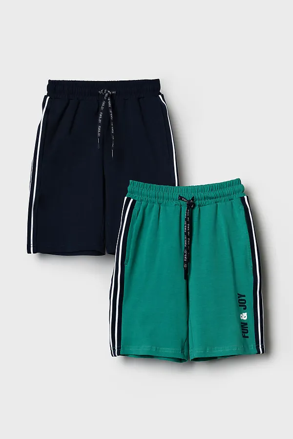 Шорты трикотажные для мальчиков, 2 шт в комплекте PLAYTODAY, тёмно-синий,зеленый - фото 2