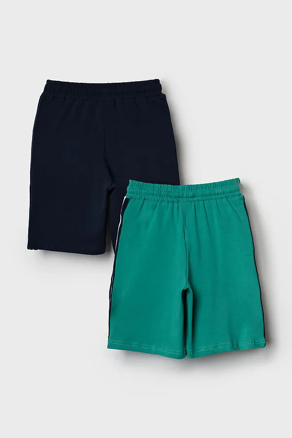 Шорты трикотажные для мальчиков, 2 шт в комплекте PLAYTODAY, тёмно-синий,зеленый - фото 2