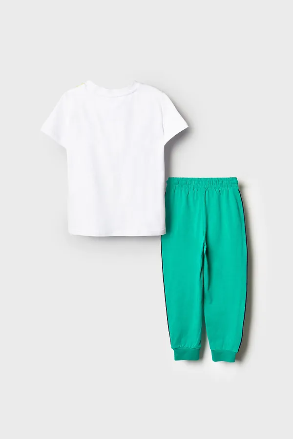 Комплект трикотажный для мальчиков: фуфайка (футболка), брюки PLAYTODAY, белый,зеленый - фото 2