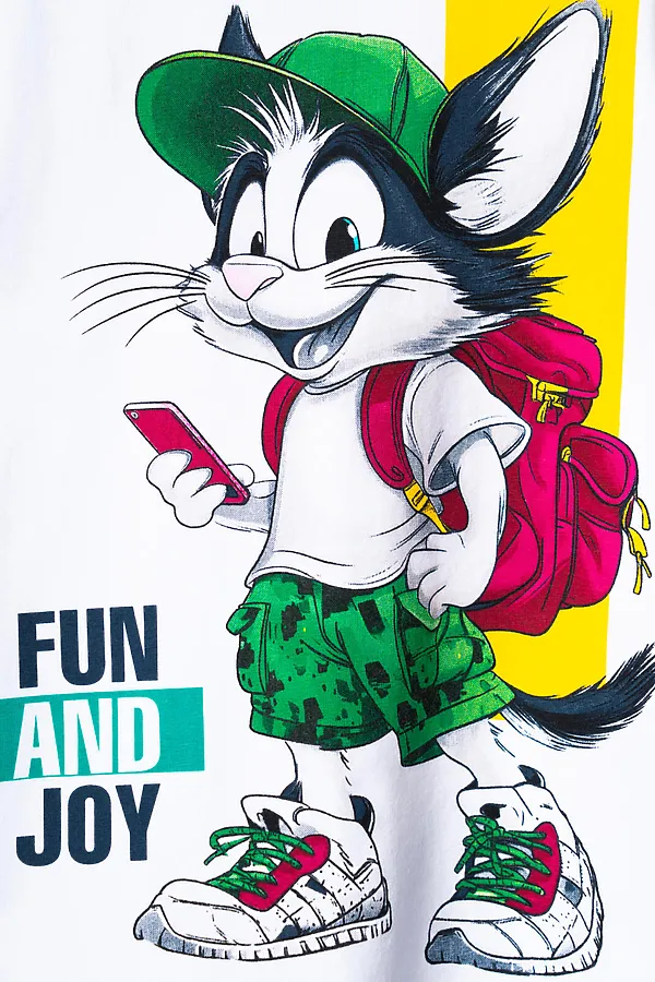 Комплект трикотажный для мальчиков: фуфайка (футболка), брюки PLAYTODAY, белый,зеленый - фото 2