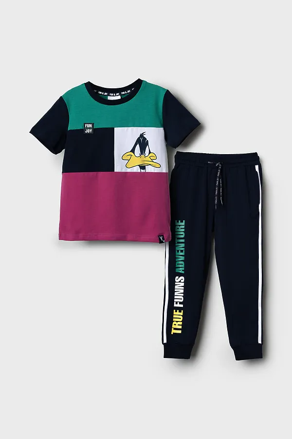 Комплект трикотажный для мальчиков: фуфайка (футболка), брюки PLAYTODAY, разноцветный - фото 2